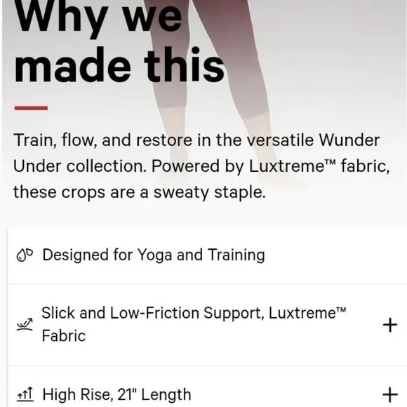 Lululemon Athletica Wunder Under HR Crop Leggings 21" in Red Merlot Size 8 - Picture 5 of 10